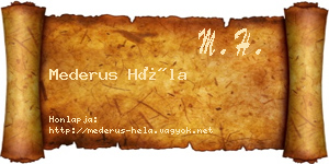 Mederus Héla névjegykártya